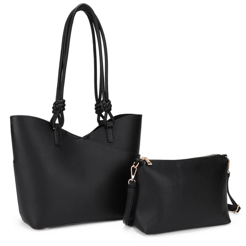 Chelsea 2 Pc Set - V Line Tote W. Knotted Handles