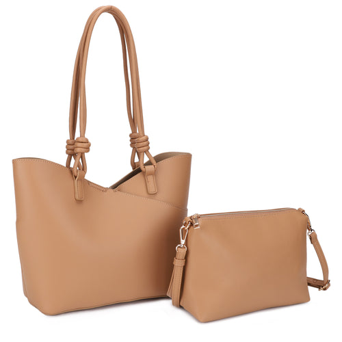 Chelsea 2 Pc Set - V Line Tote W. Knotted Handles