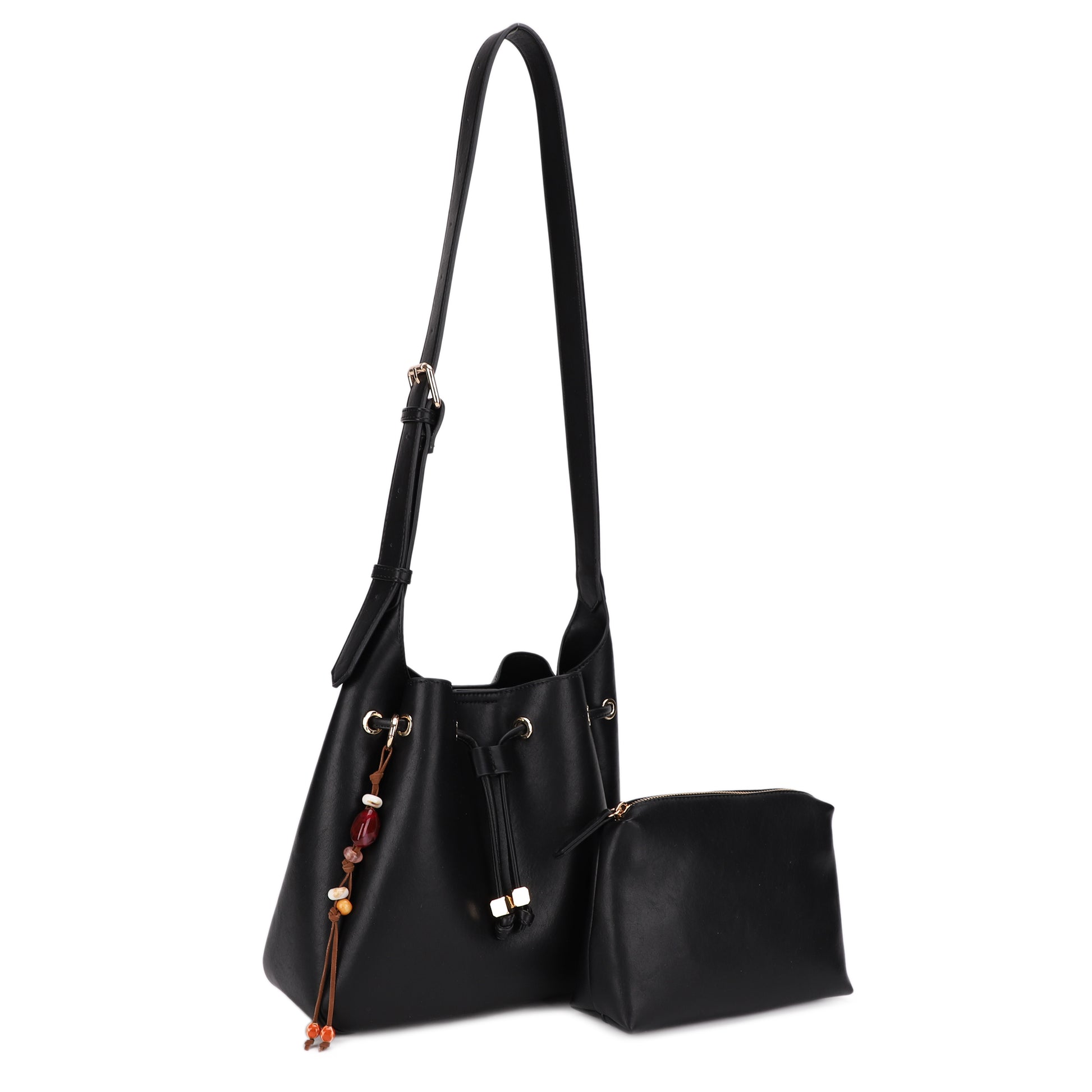 Mae Soft Bucket Drawstring W. Stone Accent Add-On