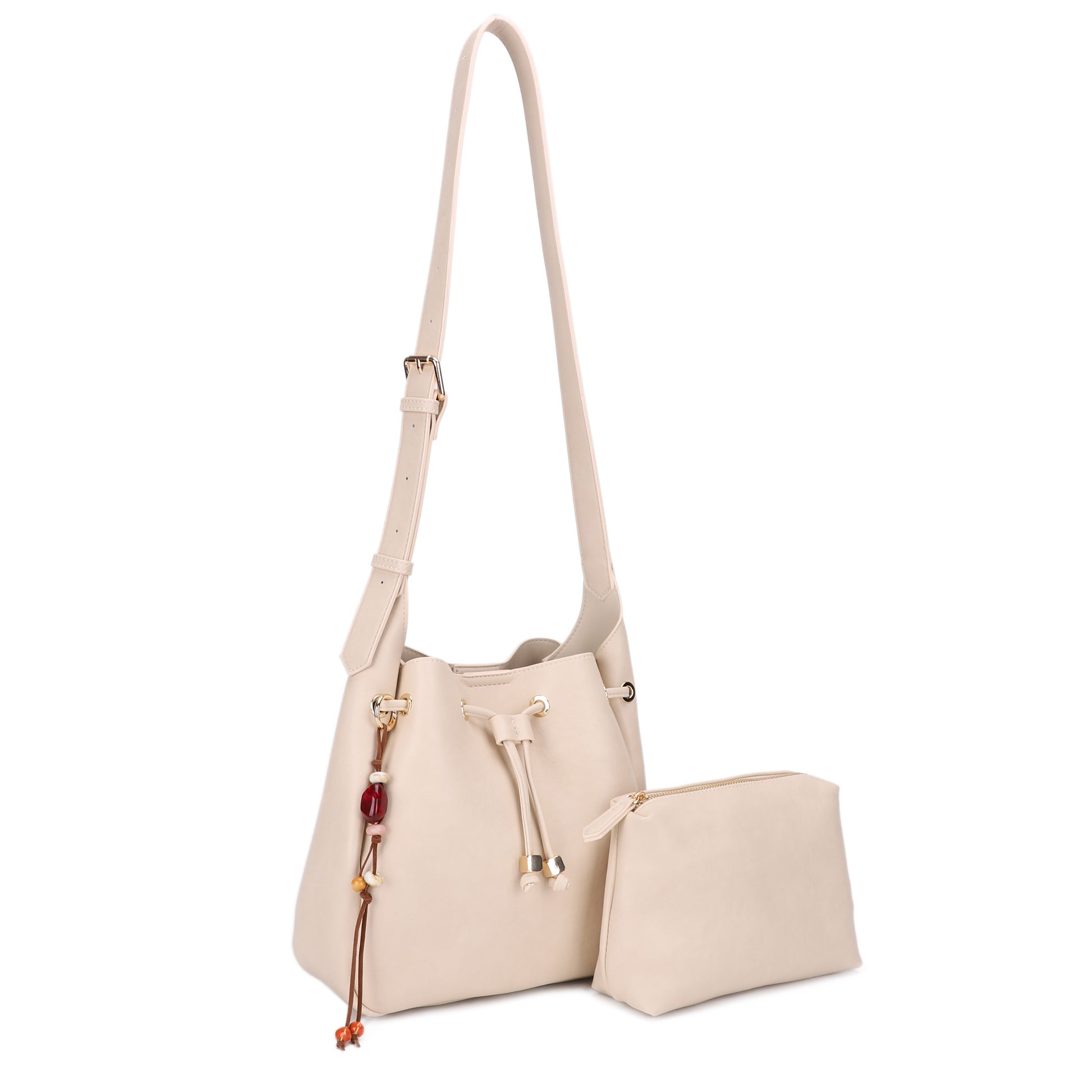 Mae Soft Bucket Drawstring W. Stone Accent Add-On
