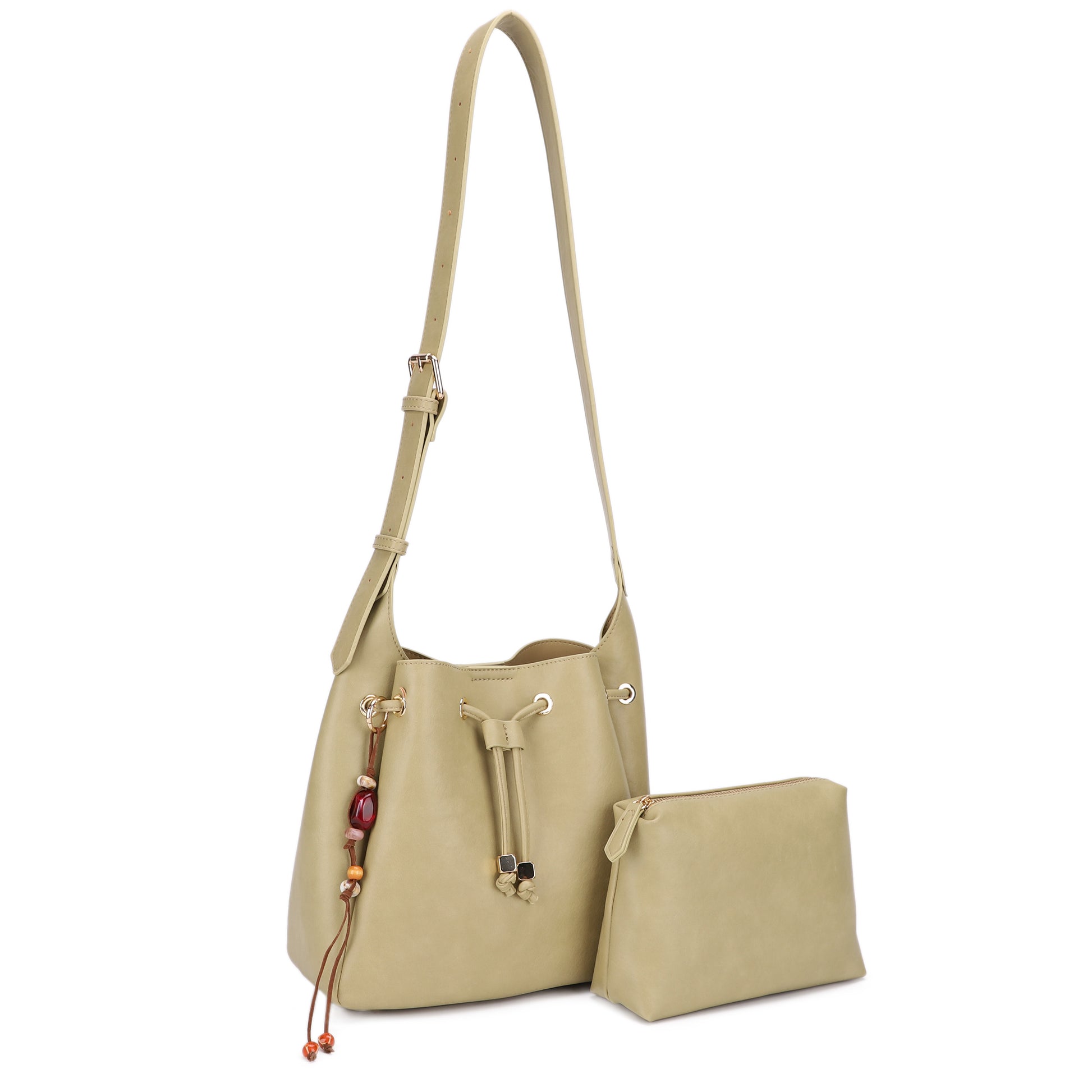 Mae Soft Bucket Drawstring W. Stone Accent Add-On